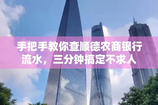 手把手教你查顺德农商银行流水,三分钟搞定不求人